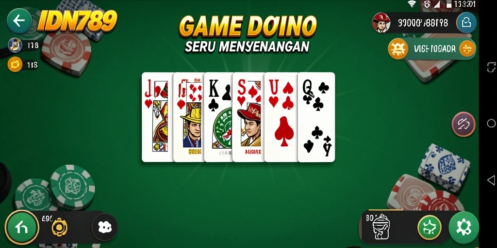 Screenshot permainan IDN789 yang menunjukkan suasana pertarungan Domino.