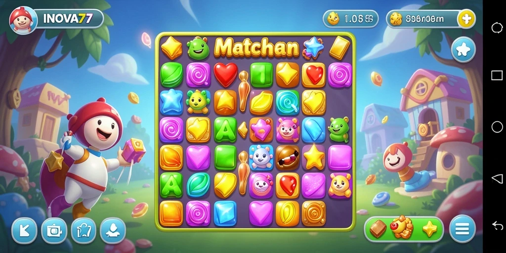 Gameplay seru Match-3 penuh warna di INOVA77.
