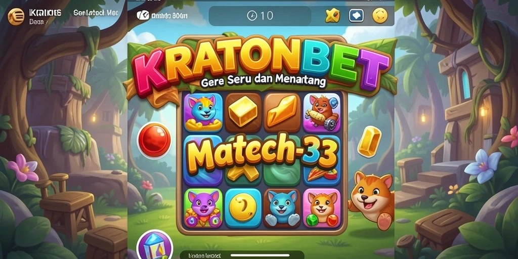 Screenshot utama KRATONBET menampilkan gameplay seru Match-3.