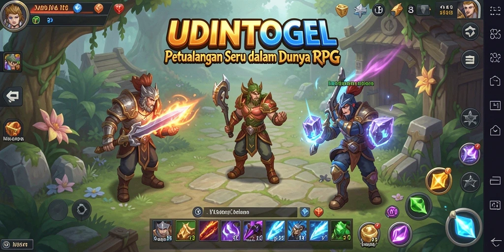 Tampilan gameplay seru dari UDINTOGEL dengan aksi petualangan RPG.